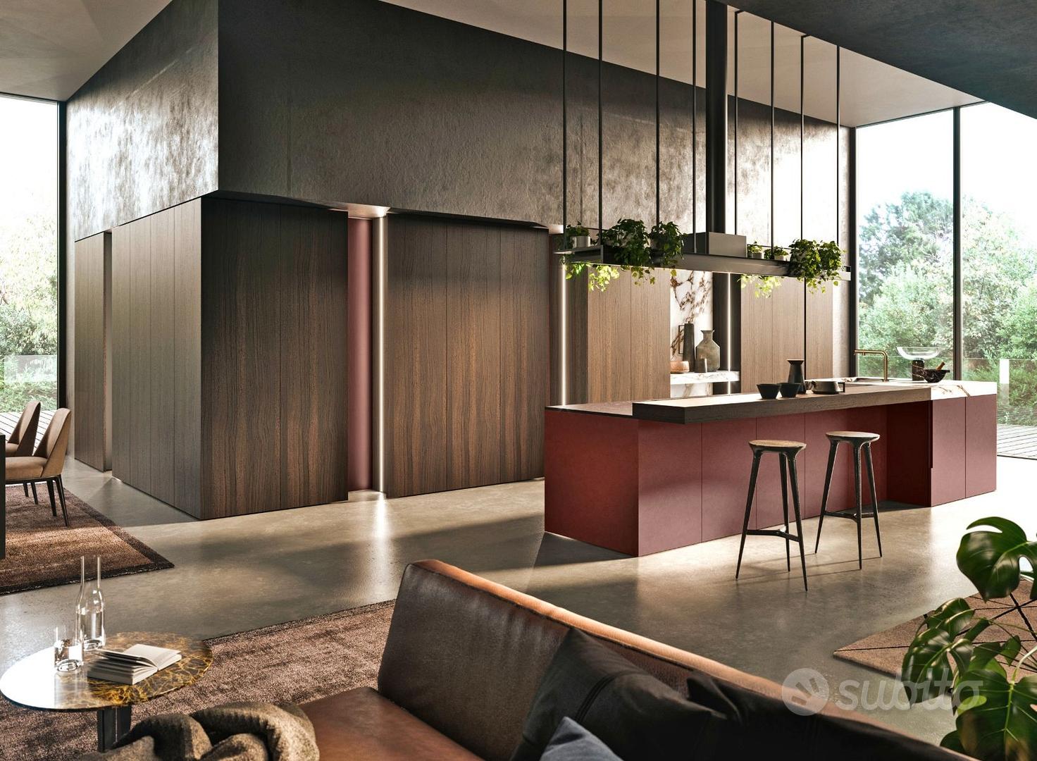 Cucina con dispensa a scomparsa Isola+Tavolo Arredamento e