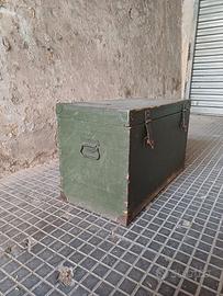 Baule cassa militare verde oliva legno massello 