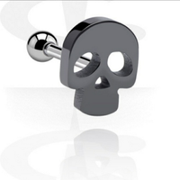 Tragus piercing con teschio colore nero