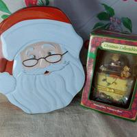 scatola "palla di neve"e latta babbo natale collez