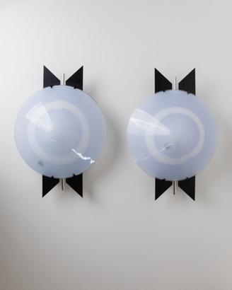 2 lampade da parete vintage in vetro di Murano 80s