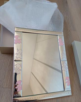 Specchiera argento con inserti rosa LeBebè