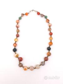 Collana Vintage Pietre Dure Agata Onice Novecento
