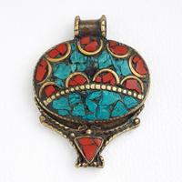 Ciondolo etnico boho vintage mosaico pietre