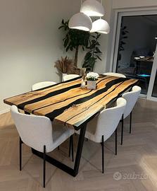 TAVOLI IN LEGNO MASSELLO CON RESINA – SU MISURA