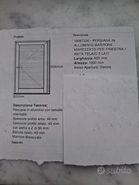 persiana in alluminio per finestra 1 anta 
