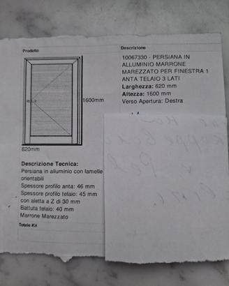 persiana in alluminio per finestra 1 anta 