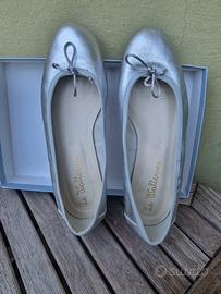Ballerine in pelle color argento 