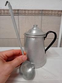 VECCHIO BRICCO E MESTOLO ALLUMINIO VINTAGE