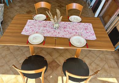 4 sedie da cucina salone legno massello col rovere