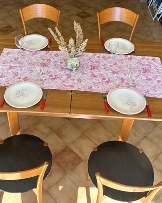 4 sedie da cucina salone legno massello col rovere