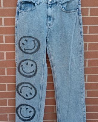 JEANS BERSHKA TG. 44 EUR SMILEY MODELLO 90S