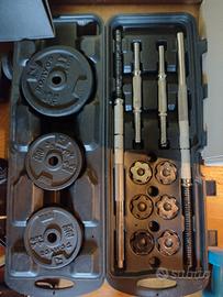 kit manubri e bilanciere con pesi 