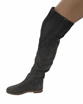 Prada - stivale alto cuissard marrone scamosciato 