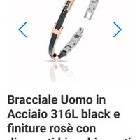 Bracciale uomo in acciaio 316L black,con diamanti