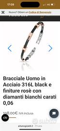 Bracciale uomo in acciaio 316L black,con diamanti