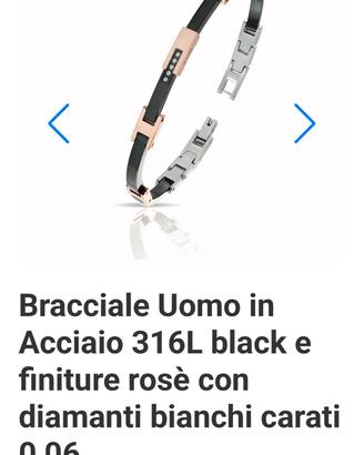 Bracciale uomo in acciaio 316L black,con diamanti