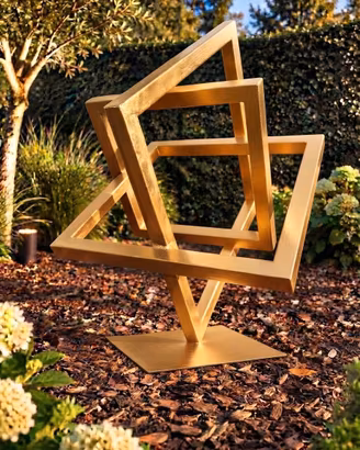 Scultura geometrica intersecata in ferro lavorato