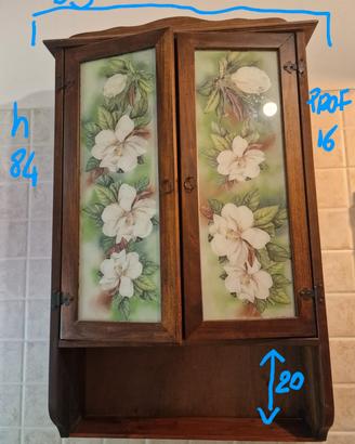 mobiletto arte povera legno e decoupage