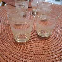 Set 6 bicchieri vintage in vetro con bordo in meta