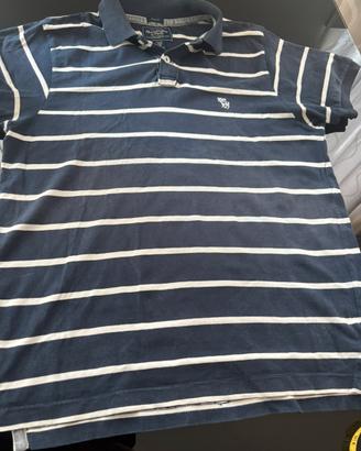 Polo Abercrombie&Fitch blu righe bianche tg XL