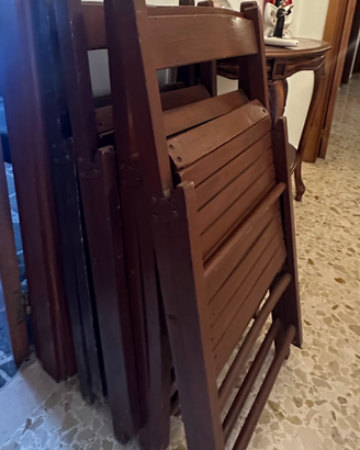 Set 4 Sedie Pieghevoli in Legno Massello - Vintage