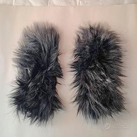 Guanti in lana e fake fur nero Yohji Yamamoto