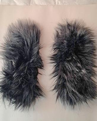 Guanti in lana e fake fur nero Yohji Yamamoto