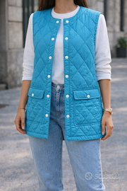 Gilet lungo trapuntato azzurro Vicolo tg S leggero