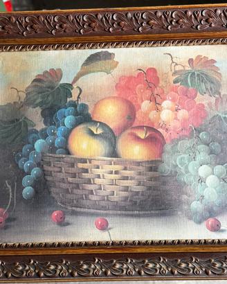 Quadro natura morta, cesto di frutta 80x65