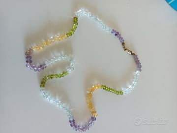 Collana 1 filo con pietre colorate trasparenti