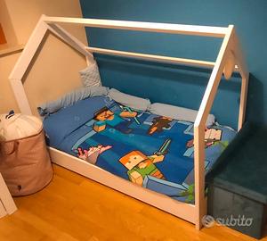 Letto a casetta montessoriano bianco 160x80
