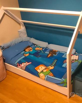 Letto a casetta montessoriano bianco 160x80