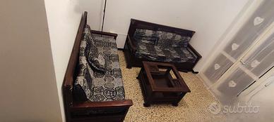 Set salotto in legno 2 divani + tavolino