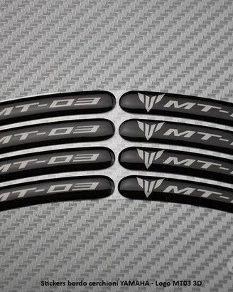 Stickers bordo cerchioni YAMAHA - Logo MT03 3D