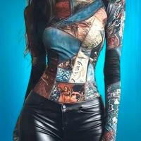 Top Vintage Trasparente a Maniche Lunghe Donna