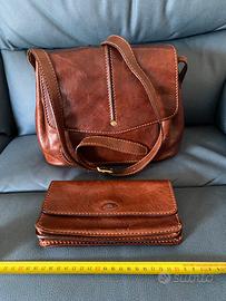 Set borsa in pelle e portafoglio the bridge