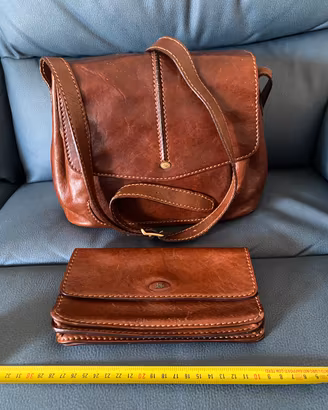 Set borsa in pelle e portafoglio the bridge