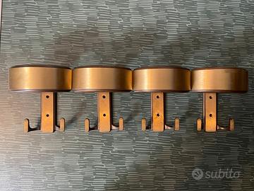 4 ganci appendiabiti in ottone anni ‘60