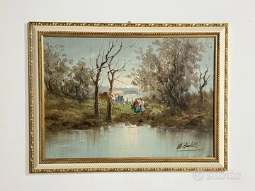 Dipinto olio su tela d’epoca-paesaggio -primi ‘900