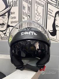 CASCO DIEFFE DOPPIA VISIERA NERO OPACO GIALLO FLUO