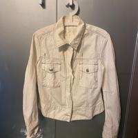 Giacca Guru bianca Vintage con scritta all'interno