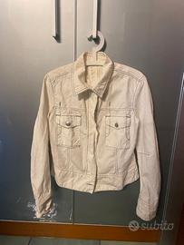 Giacca Guru bianca Vintage con scritta all'interno