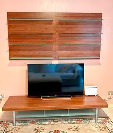 Mensole legno vetro (4) e panca mobile Tv