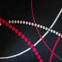 Tappeto Nero con Disegni Bianchi e Rossi – 170x230