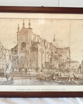 Stampa d'epoca Francesco Guardi Basilica dei Santi