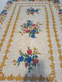 Copri tavolo in tela grezza decorat