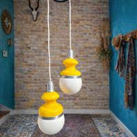 Lamoadario vintage vetro opalino bianco e giallo