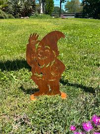 Gnomo da giardino in corten arredamento giardino