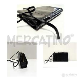 BORSA D TRACOLLA VINTAGE NERA EFFETTO SERPENTE